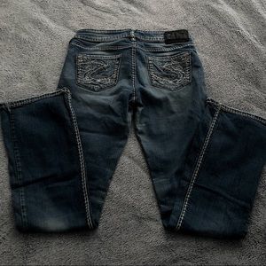 Cyber y2k grunge low rise bootcut rhinestone Silver jeans